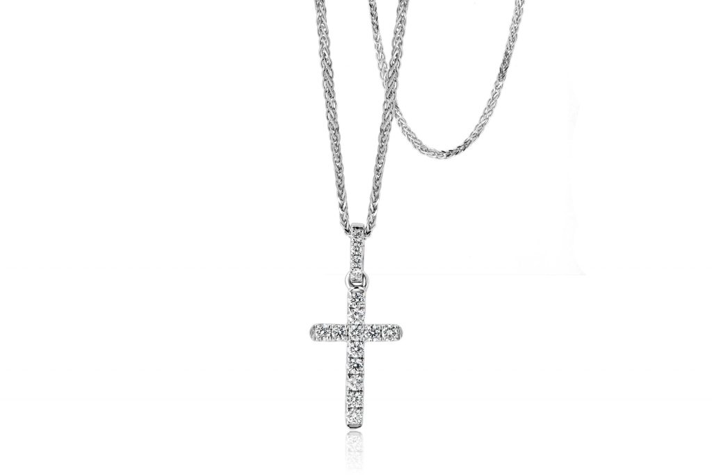Round Diamond Cross Necklace