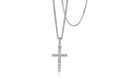 Round Diamond Cross Necklace
