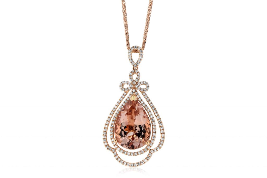 Rose Gold Diamonds and Morganite Pendant