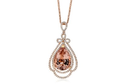 Rose Gold Diamonds and Morganite Pendant