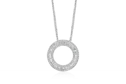 Baguette and Round Diamond O Pendant