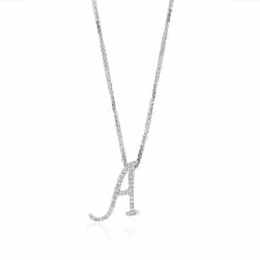 Initial A Necklace wtih Diamonds
