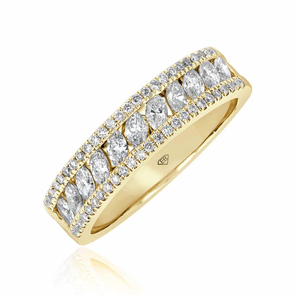 Round and Marquise Diamond Wedding Band
