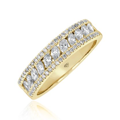 Round and Marquise Diamond Wedding Band