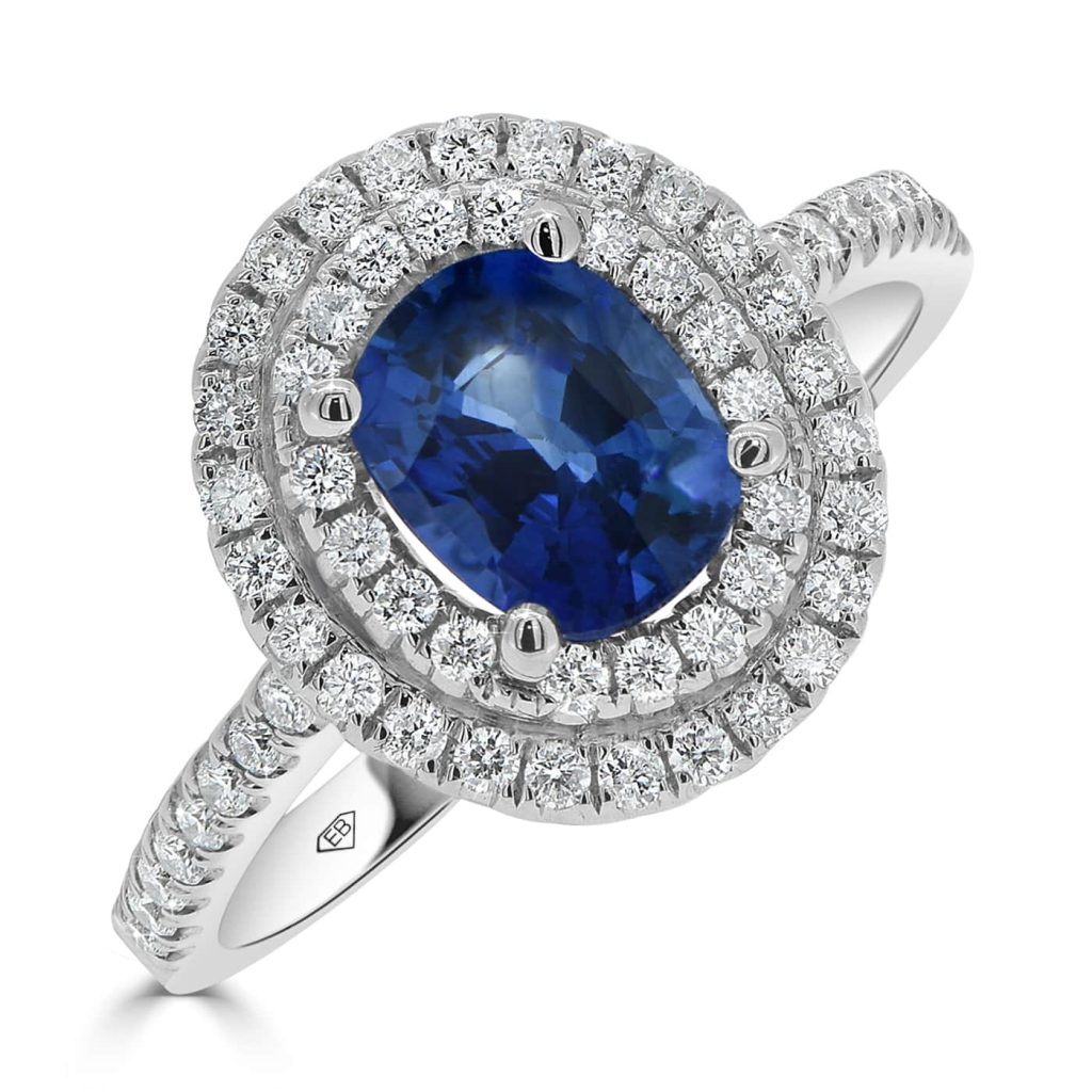 Double Halo Sapphire Engagement Ring