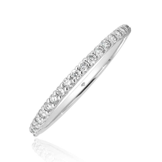 White Gold Ladies Wedding BandRound Diamond Wedding Band in Gold