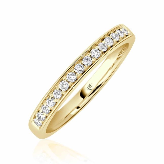 White Diamond Wedding Band Pave SettingRound Diamond Wedding Band in Gold