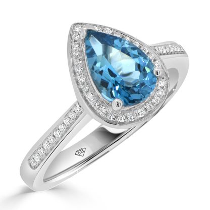 Topaz And Diamond Engagement Ring with halo