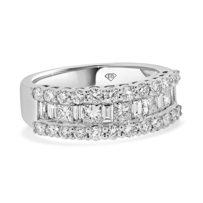 Princess, Baguette and Round Diamond Wedding Band