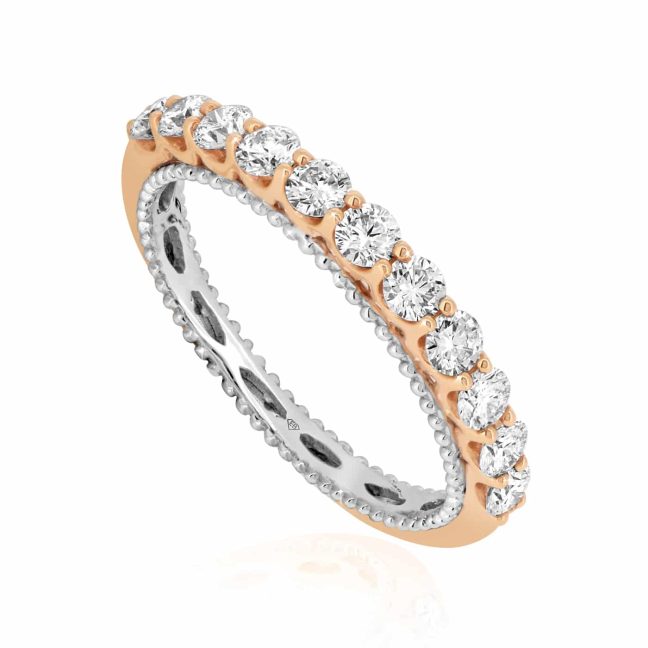 Two Tone Diamond RingRound Diamond Wedding Band in Gold