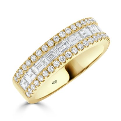 Round and Baguette Diamond Wedding Ring