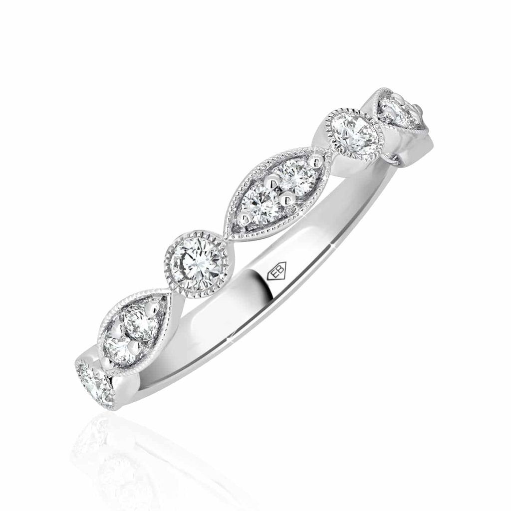 Round Leafy Milgrain Wedding Ring