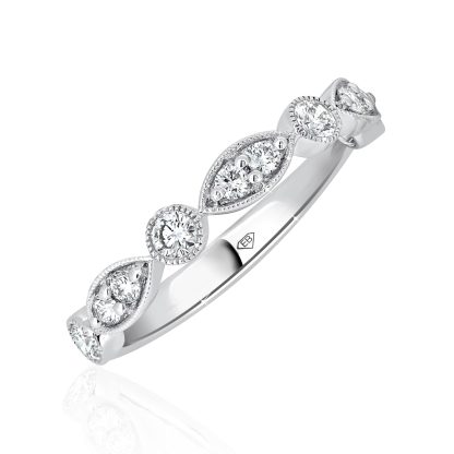 Round Leafy Milgrain Wedding Ring