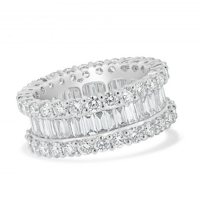 Baguette and Round Diamond Wedding Band