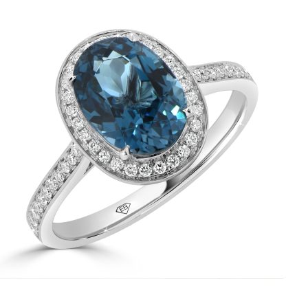 Topaz And Diamond Engagement Ring with halo