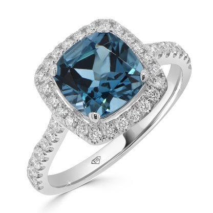 Topaz And Diamond Engagement Ring with halo