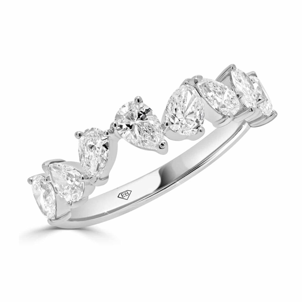 Dazzling Alternating Pear Cut Diamond Ring
