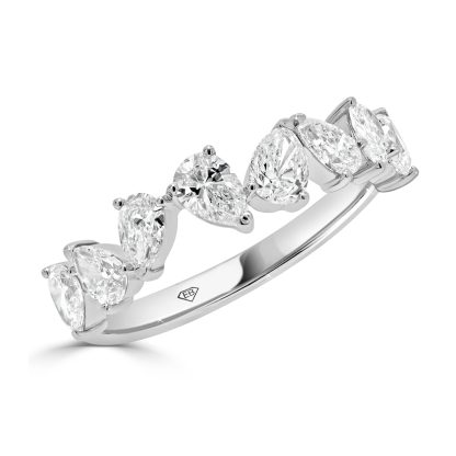 Dazzling Alternating Pear Cut Diamond Ring
