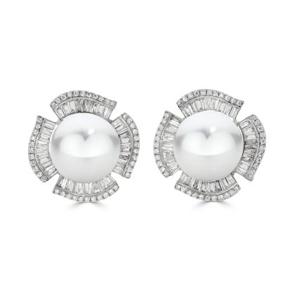 South sea pearls with baguette diamonds