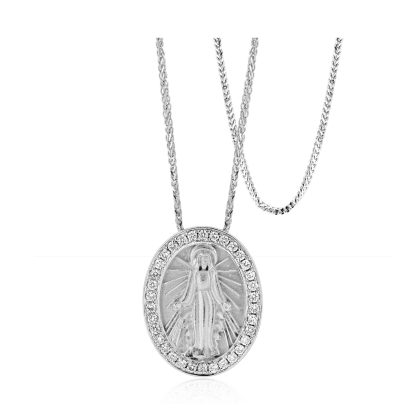 Mother Mary Medallion with Diamonds