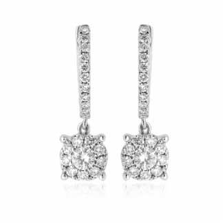 Round Diamond Halo Huggies