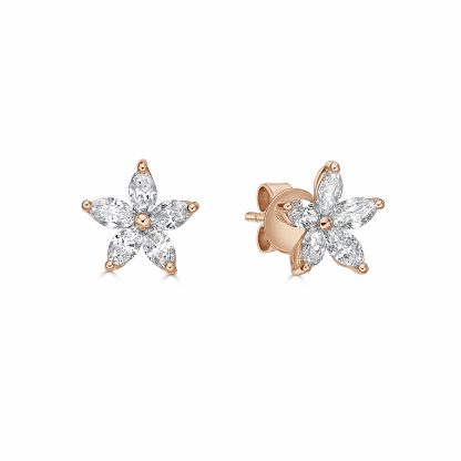 Marquise Diamond Floral Studs Earrings