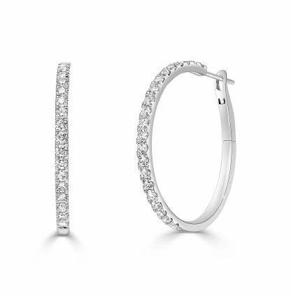 Round Diamond Hoop Earrings