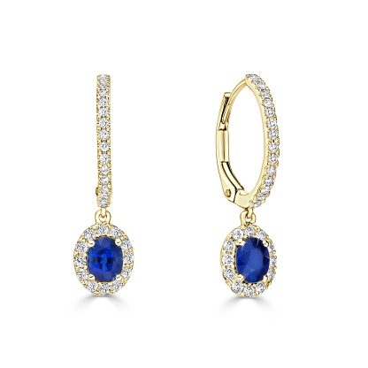 Sapphire Halo Drop Earrings