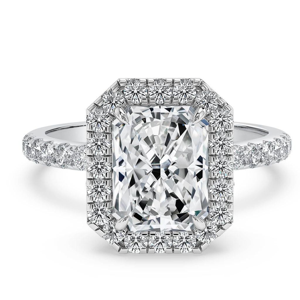 Radiant Diamond Engagement Ring with Halo