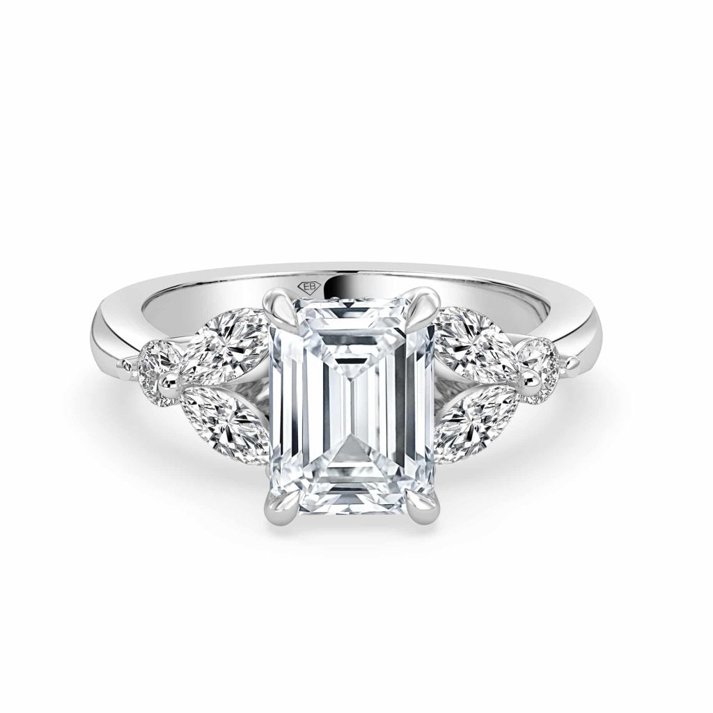 Emerald Diamond Engagement Ring Trilogy