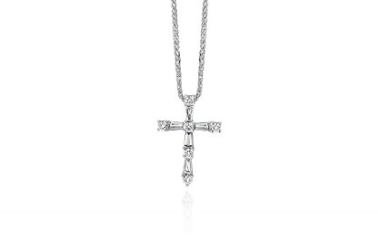 Diamond and White Gold Cross Pendant