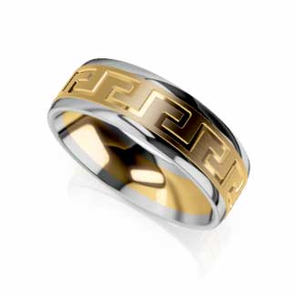 Mens White and Yellow Gold wedding band