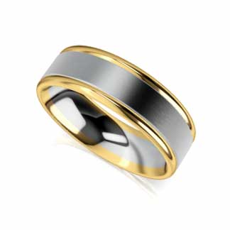Mens White and Yellow Gold wedding band