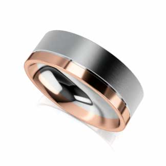Mens White and Rose Gold wedding band