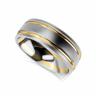 Mens two tone wedding band