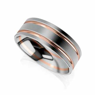 Mens Two tone wedding band