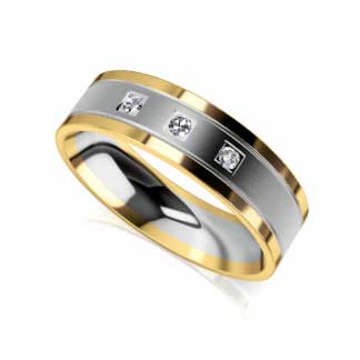 Mens Two tone wedding band with diamonds