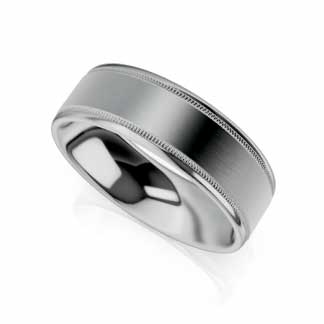 Mens White gold wedding band