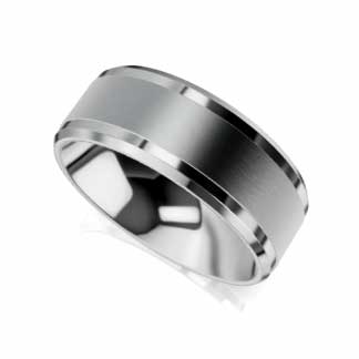Mens White gold wedding band