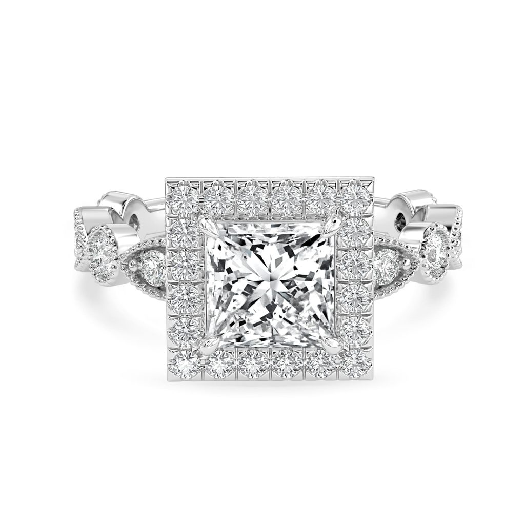 Princess Diamond Engagement Ring with Halo