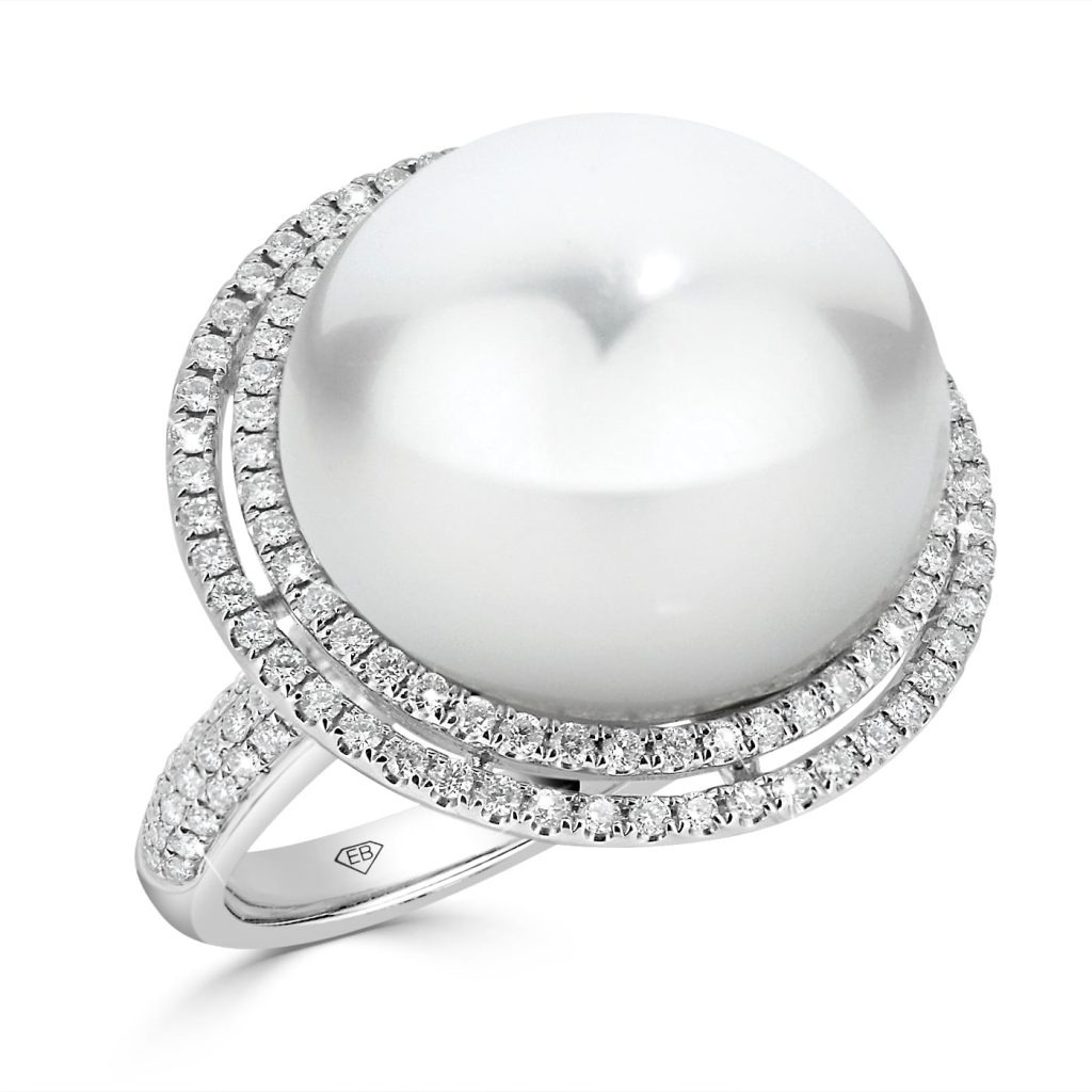 Pearl Double Halo Set In Pave