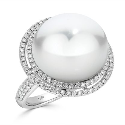 Pearl Double Halo Set In Pave