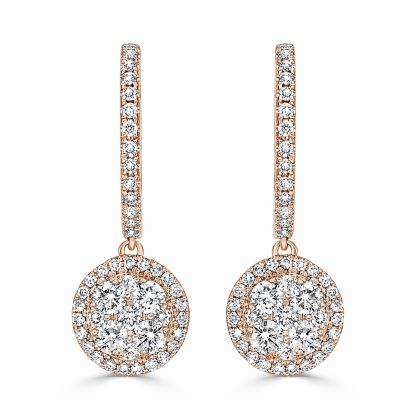 Round Diamond Drop Earrings