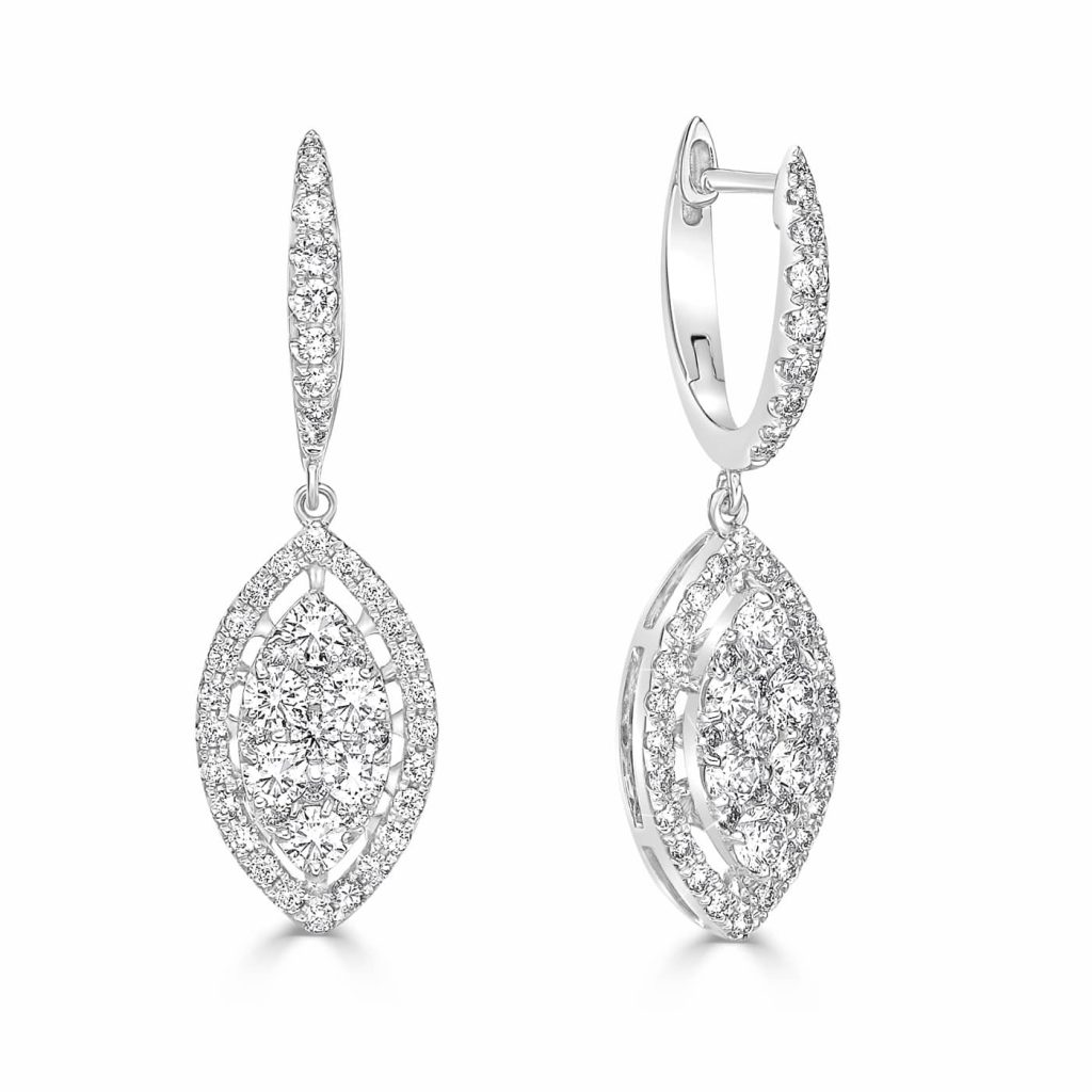 Round Diamond Drop Earrings