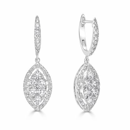 Round Diamond Drop Earrings