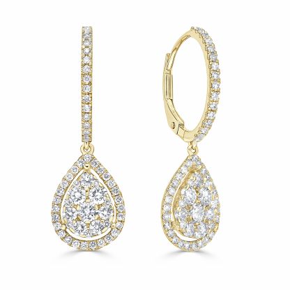 Round Diamond Drop Earrings