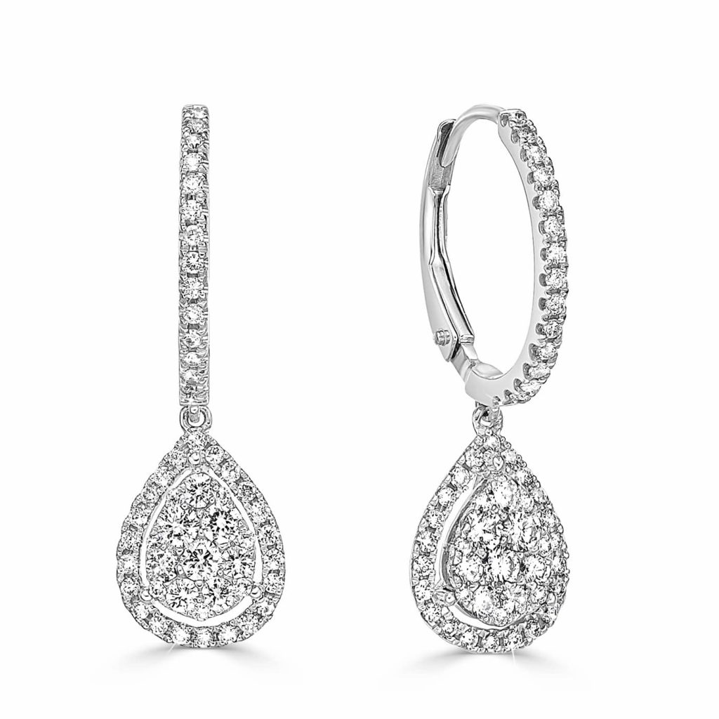 Round Diamond Drop Earrings
