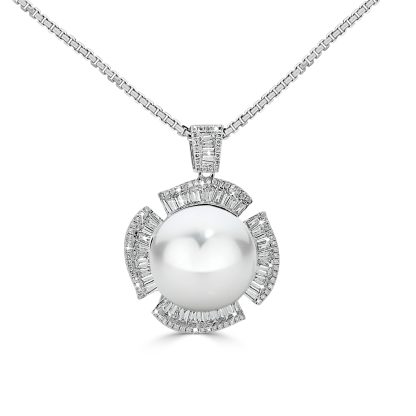 Pearl and diamond pendant