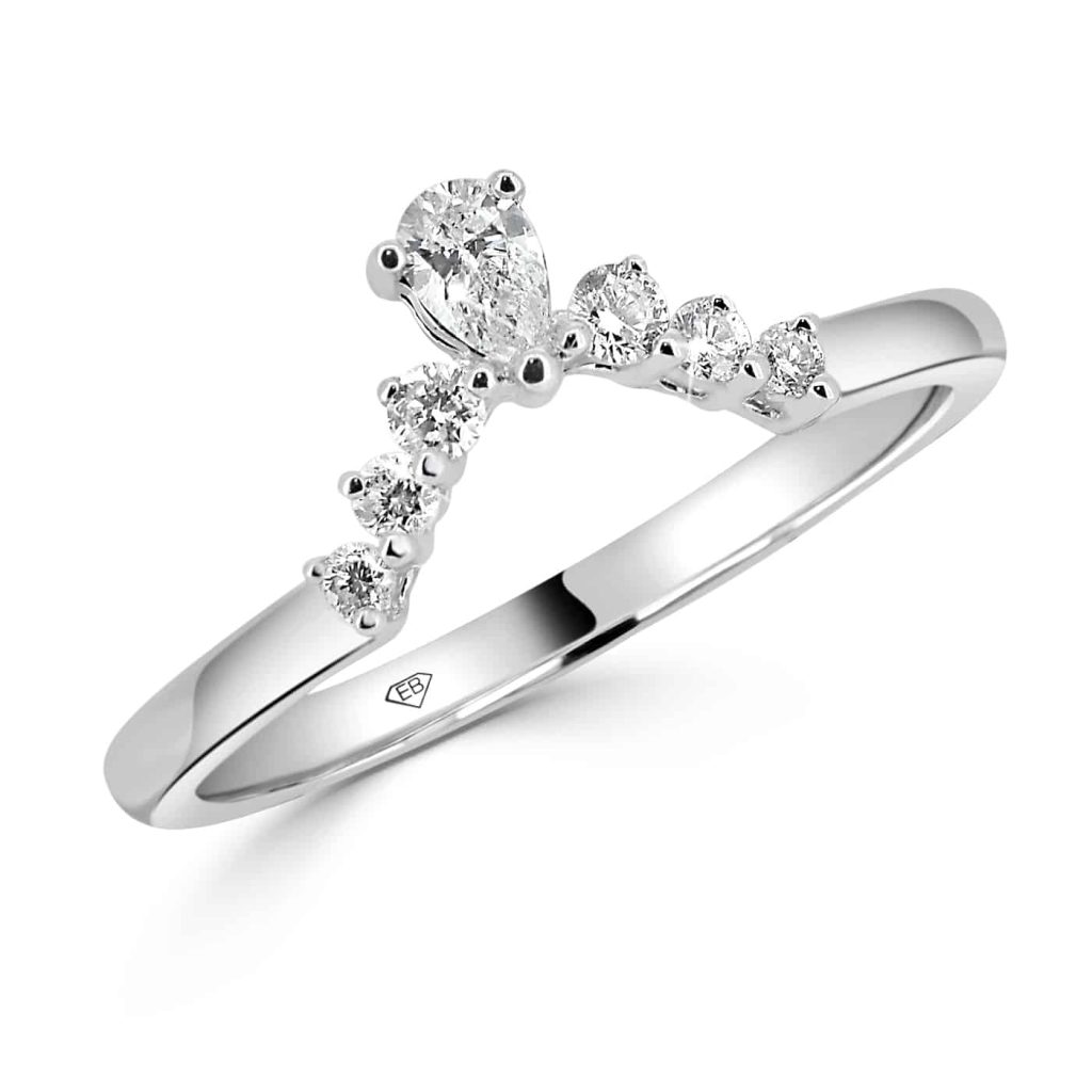 Pear and Round Diamond Wedding Band