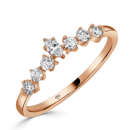 Round and Marquise Diamond Wedding Band